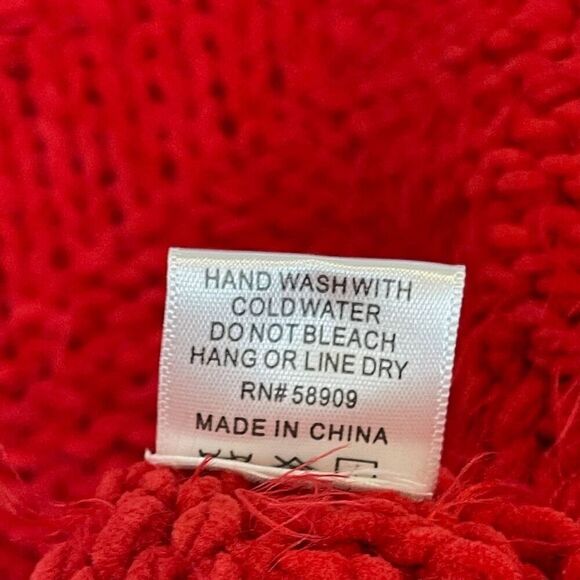 GB Sweater Women's Large Red Chunky Knit Classic Long Sleeve Round Neck Pullover - Picture 5 of 13